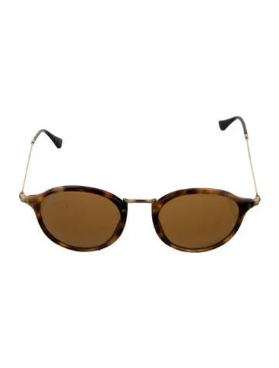 Pre-owned Ray Ban Round Fleck Round Sunglasses In Brown