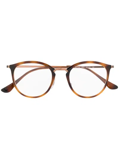 Ray Ban Round Frame Glasses In 棕色