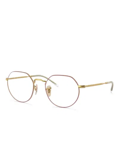 Ray Ban Round-frame Glasses In Gold