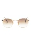 Ray Ban Round-frame Gradient-lenses Sunglasses In Gold