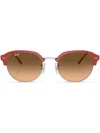 Ray Ban Round-frame Gradient-lenses Sunglasses In Rot