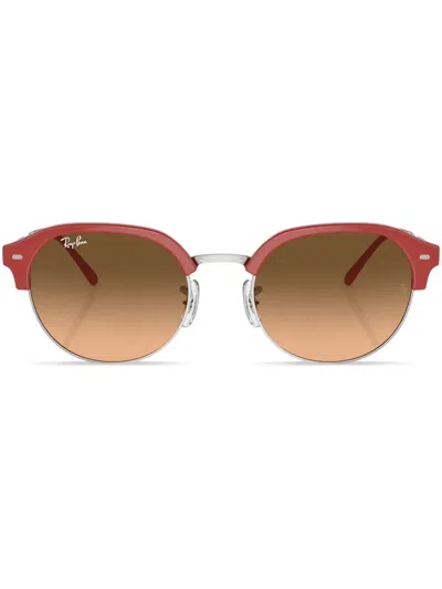Ray Ban Round-frame Gradient-lenses Sunglasses In Rot