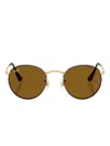 Ray Ban Round-frame Sunglasses In Brown