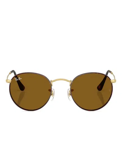 Ray Ban Round-frame Sunglasses In Brown