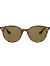 Ray Ban Round Frame Sunglasses In Brown