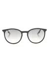 Ray Ban Round-frame Thin-arms Sunglasses In Black