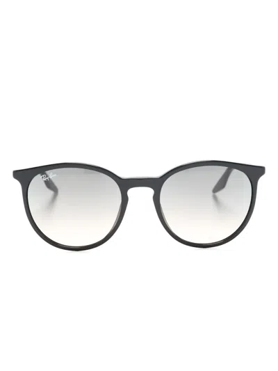 Ray Ban Round-frame Thin-arms Sunglasses In Black