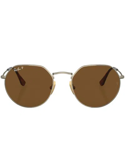 Ray Ban Round-frame Tinted Sunglasses In Braun