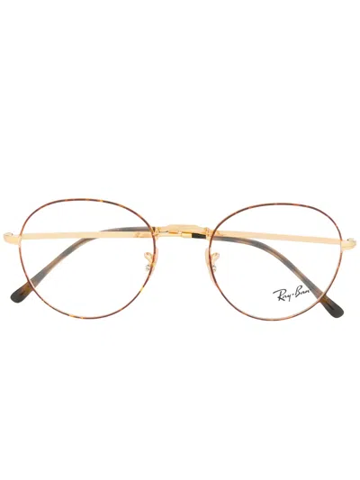 Ray Ban Round Framed Glasses In Gold