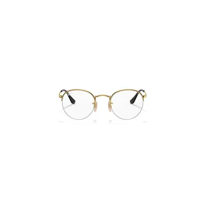 Ray Ban Round Gaze Eyeglasses Arista Gold Frame Clear Lenses 53-22