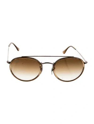 Pre-owned Ray Ban Round Gradient Sunglasses In Brown