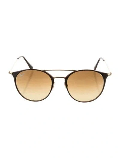 Pre-owned Ray Ban Round Gradient Sunglasses In Brown