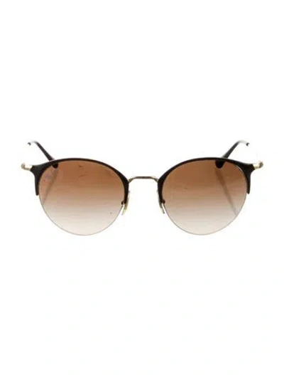 Pre-owned Ray Ban Round Gradient Sunglasses In Brown