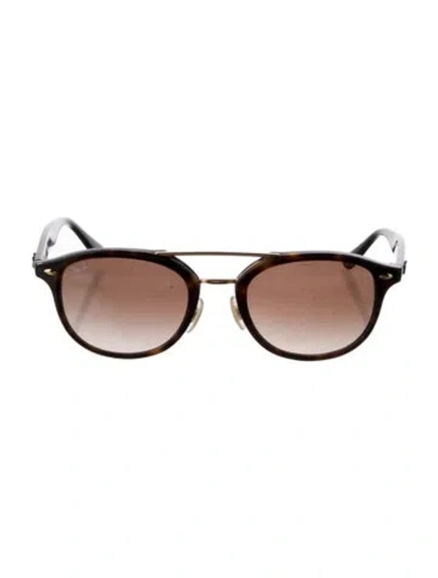 Pre-owned Ray Ban Round Gradient Sunglasses In Brown