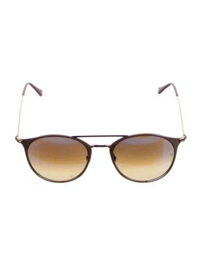 Pre-owned Ray Ban Round Gradient Sunglasses In Brown