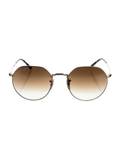 Pre-owned Ray Ban Round Gradient Sunglasses In Brown/gold