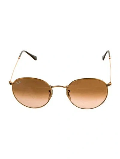Pre-owned Ray Ban Round Gradient Sunglasses In Gold