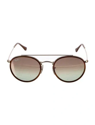 Pre-owned Ray Ban Round Gradient Sunglasses In Gold