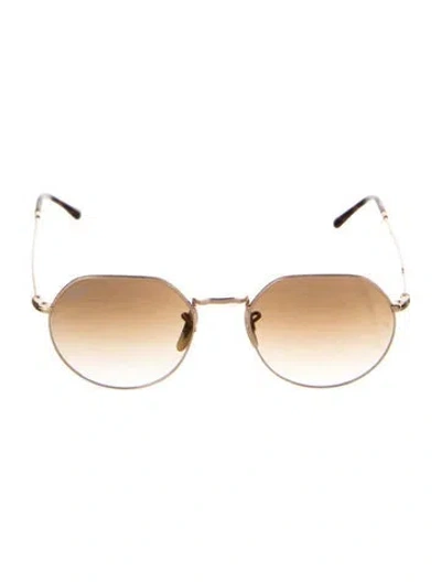 Pre-owned Ray Ban Round Gradient Sunglasses In Gold