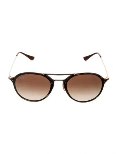 Pre-owned Ray Ban Round Gradient Sunglasses In Gold