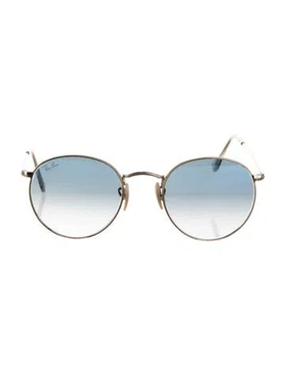 Pre-owned Ray Ban Round Gradient Sunglasses In Gold