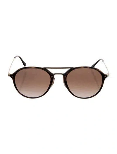 Pre-owned Ray Ban Round Gradient Sunglasses In Gold