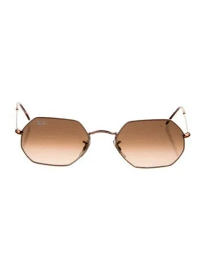 Pre-owned Ray Ban Round Gradient Sunglasses In Gold/neutrals