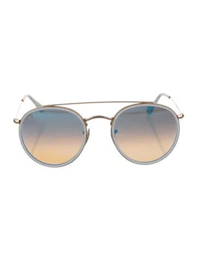 Pre-owned Ray Ban Round Gradient Sunglasses In Gold/white