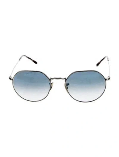 Pre-owned Ray Ban Round Gradient Sunglasses In Silver