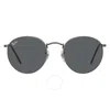 Ray Ban Round Metal Antiqued Sunglasses Antique Gunmetal Frame Grey Lenses 50-21 In Dark / Gray / Gun Metal / Gunmetal