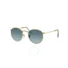 Ray Ban Round Metal Blue Gradient Round Unisex Sunglasses Rb3447 001/3m 50 In Blue / Gold / Grey