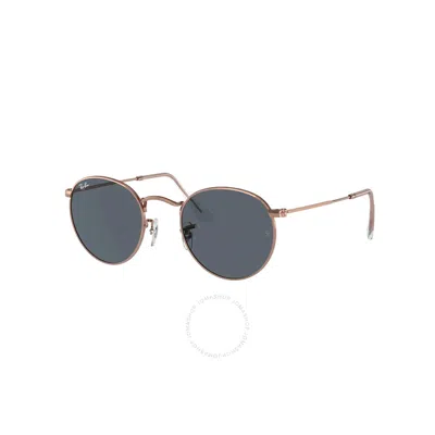 Ray Ban Round Metal Blue Unisex Sunglasses Rb3447 9202r5 47 In Blue / Gold / Rose / Rose Gold