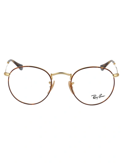 Ray Ban Round Metal Glasses In 2945 Havana On Gold