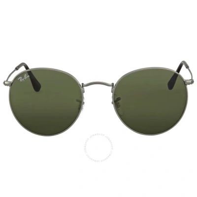 Ray Ban Round Metal Green Unisex Sunglasses Rb3447 029 53 In Green / Gun Metal / Gunmetal