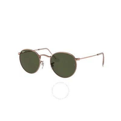 Ray Ban Round Metal Green Unisex Sunglasses Rb3447 920231 53 In Gold / Green / Rose / Rose Gold