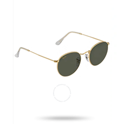 Ray Ban Round Metal Legend Gold Green Classic G-15 Unisex Sunglasses Rb3447 919631 50 In Gold / Green