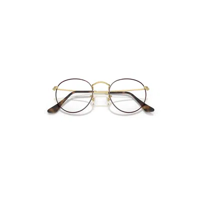 Ray Ban Round Metal Optics Eyeglasses Matte Arista Gold Frame Clear Lenses 50-21
