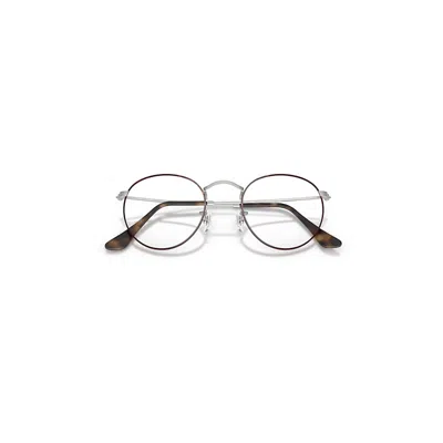 Ray Ban Round Metal Optics Eyeglasses Matte Silver Frame Clear Lenses 47-21