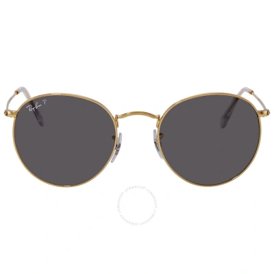 Ray Ban Round Metal Polarized Black Unisex Sunglasses Rb3447 919648 53 In Gold