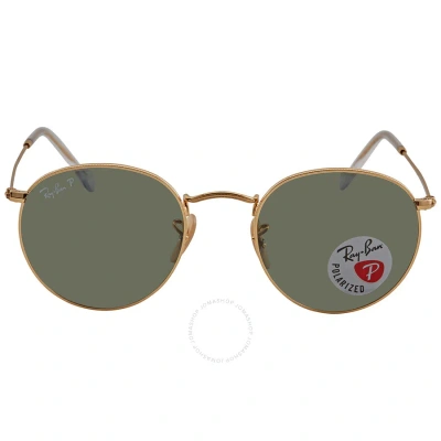 Ray Ban Round Metal Polarized Green Classic G-15 Unisex Sunglasses Rb3447 001/58 50 In Gold / Green