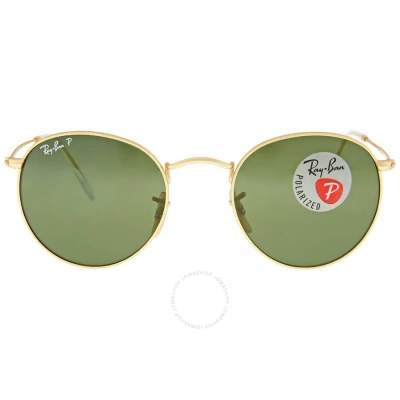 Ray Ban Round Metal Polarized Green Unisex Sunglasses Rb3447 112/58 50 In Gold / Green