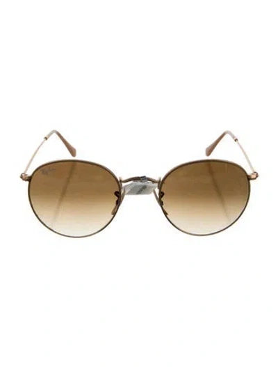Pre-owned Ray Ban Round Metal Rose Gold Round Sunglasses