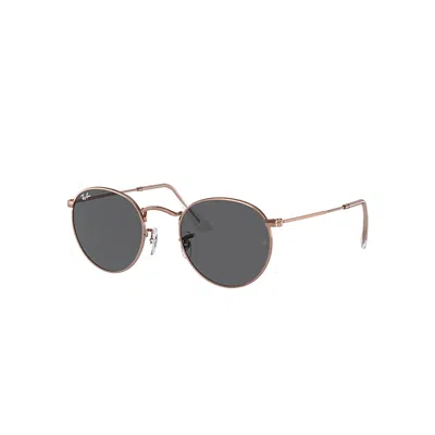 Ray Ban Sunglasses Unisex Round Metal Rose Gold - Rose Gold Frame Grey Lenses 47-21