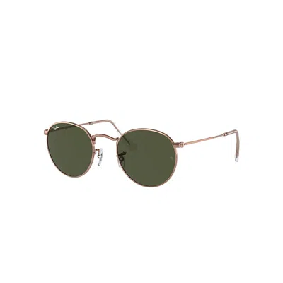 RAY BAN SUNGLASSES UNISEX ROUND METAL ROSE GOLD - ROSE GOLD FRAME GREEN LENSES 50-21
