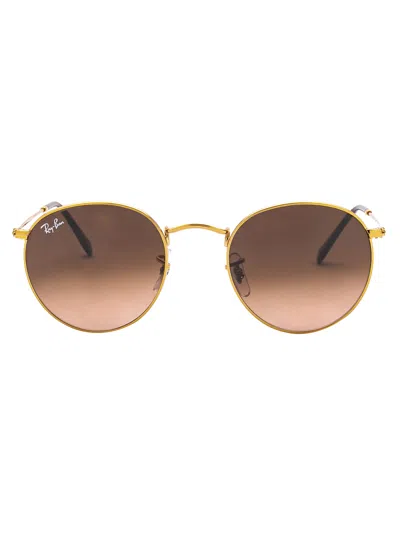 Ray Ban Round Metal Sunglasses In 9001a5 Light Bronze