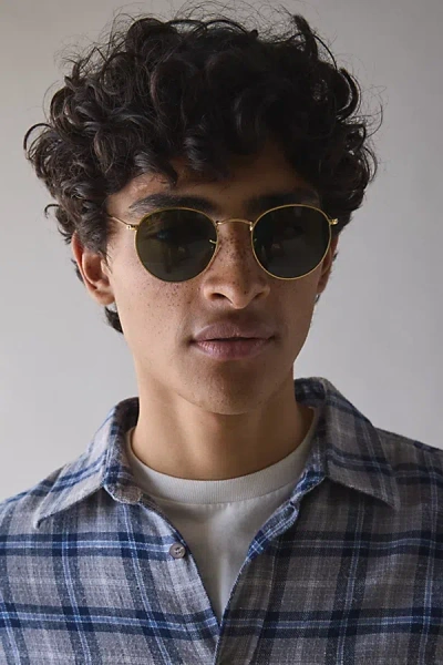 Ray Ban Round Metal Sunglasses In Legend Gold, Men's At Urban Outfitters