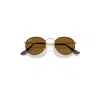 Ray Ban Round Metal Sunglasses Matte Arista Gold Frame Brown Lenses 50-21 In Matte Arista Gold
