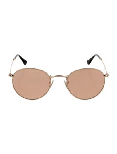 Pre-owned Ray Ban Round Mirrored Round Sunglasses In Gold