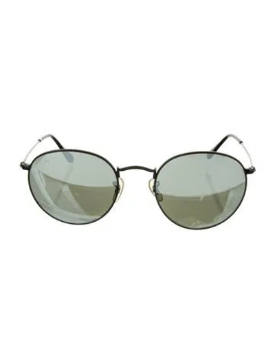 Pre-owned Ray Ban Round Mirrored Sunglasses In Black