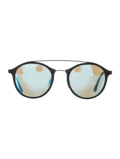 Pre-owned Ray Ban Round Mirrored Sunglasses In Black